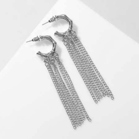 Earrings hanging "style" thin chains, color silver