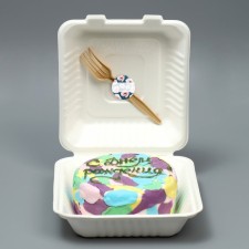 Bearbox for a gentor with a fork, confectionery gift packaging, “flower”, 21 x 20 x 7.5 cm