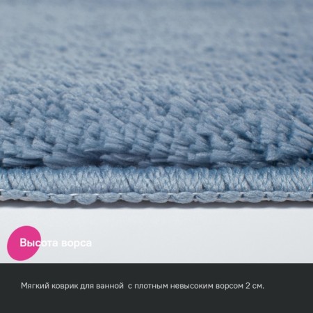 A set of mats for the bathroom IDDIS, 50x80 cm, 50x50 cm, microfiber, blue color-4