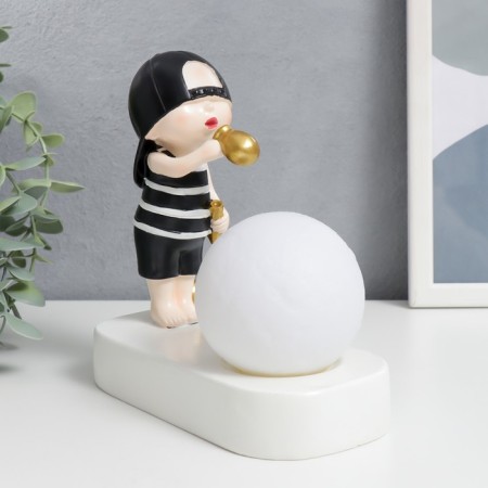 Souvenir Polystone Light "Baby in a black cap, with a gold bubble at the ball" 16.5x8x16 cm-5