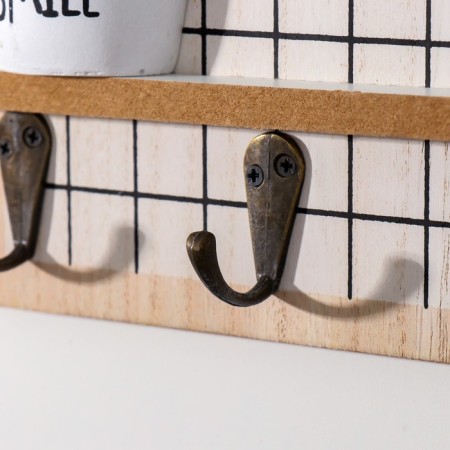 Hooks decorative wood "house - succulent in a pot" 30x20x4 cm-1