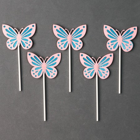 Set for decorating "Butterflies", set of 5 pcs., Pink color-1