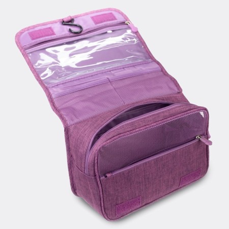 Velcro cosmetic bag, with hook, lilac color-2