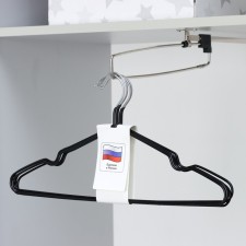 A set of anti -slip hangers, metal with PVC coating, 41 × 20 × 0.3 cm, 5 pcs, black color