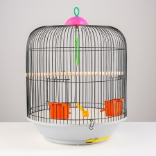 Bird cage is round, two -tier welded, large pallet, 39 x 44 cm, mix of flowers