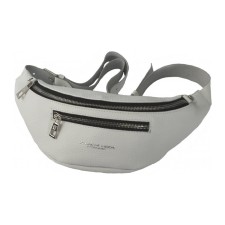 Waist bag, 2 parts on a zipper, adjustable belt, white color
