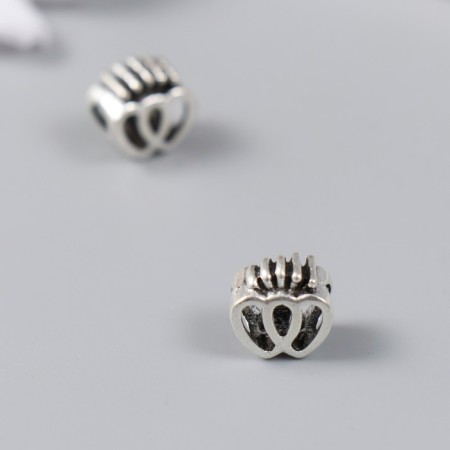 Bead for creativity Metal "Two hearts with a crown" silver 1x1 cm