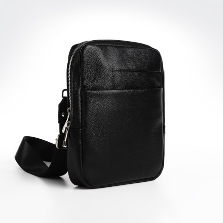 Male bag over the shoulder, Textura, artificial leather, black color-1