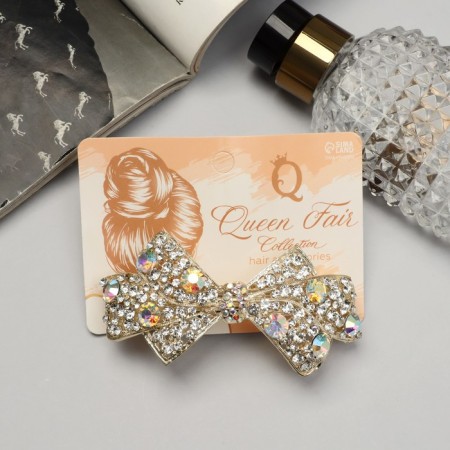 Hair hairpin "Tiana" bow, 9.5 cm, silver-2