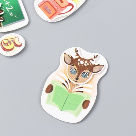Cardboard sticker 2 layers "Reindeer - School" 17x12 cm-1