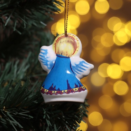 Christmas tree toy "Angel with a star", 6cm, ceramics-1