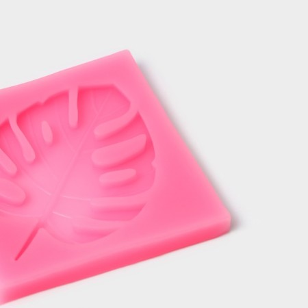 Mold Dolyana "Leaf. Tropics", silicone, 6.5 × 6.5 cm, pink color-2