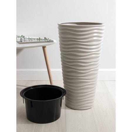 Kashpo for flowers with an insert "Dune", 42 l (8 l), cream color-3