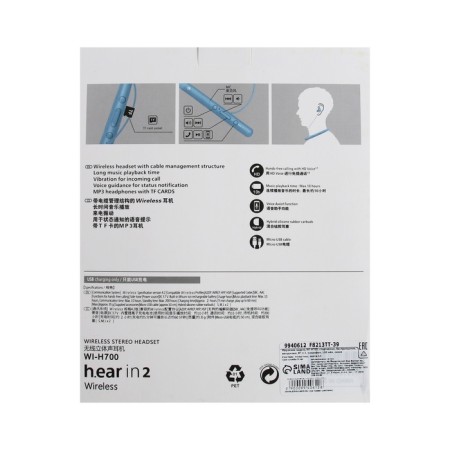 Sports headphones Wi-H700, wireless, vacuum, WT 4.2, microphone, 100 mAh, blue-8