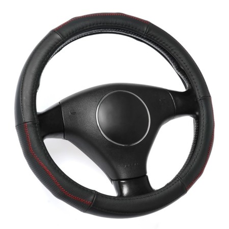 Torso steering wheel, genuine leather, size 38 cm, perforated insert, black