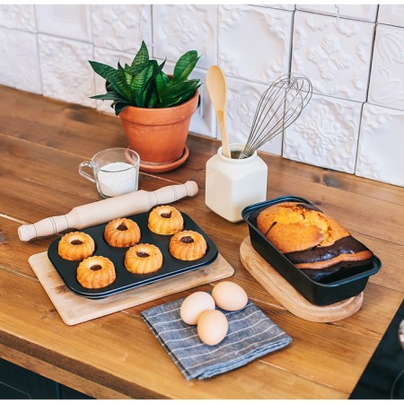 The form for baking the share "Jacqueline. Circle ”, 26 × 18 × 3 cm, 6 cells, a removable bottom, anti -stick coating, black color-11