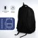 Youth backpack from textiles, 2 parts with lightning, 4 pockets, black/blue color