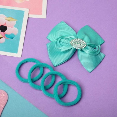 Hair set "Christie" (1 clamp, 4 elastic bands) turquoise-1