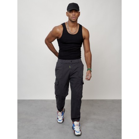 Cargo jeans men, size 54, dark gray color-5
