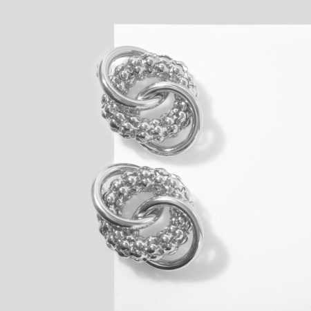 Metal Earrings "Congo-Crinker", Silver Color-1