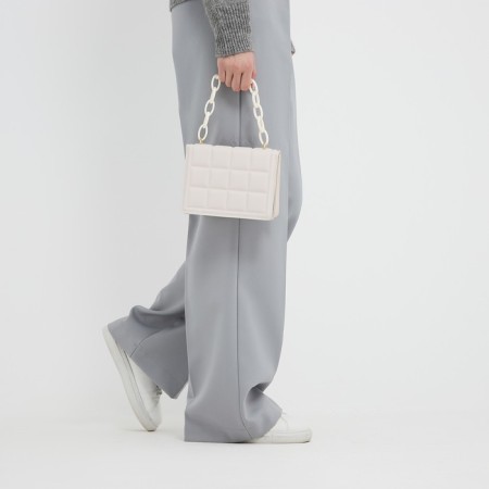 Bag women of artificial leather messenger with a chain, 14 × 20 cm, milk color-10