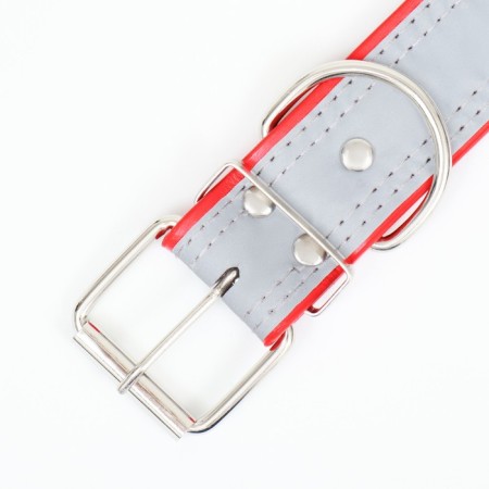 The collar is wide with bones, reflective, 66 x 3.5 cm, Osh 48-58 cm, red-4
