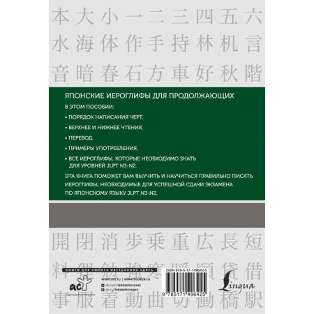Japanese hieroglyphs. Workbook for continuing. Levels JLPT N3-N2. Voronina N.A.-1