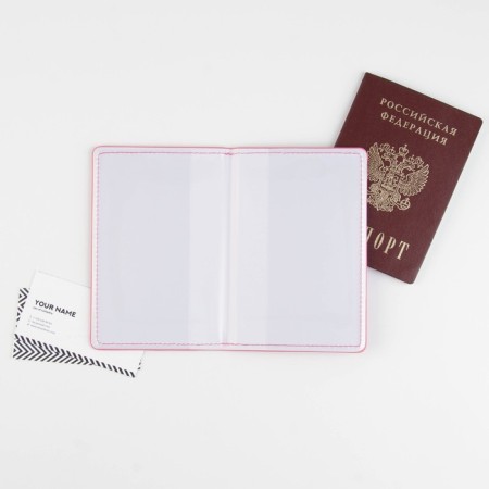 Pink marble passport cover, artificial leather-2