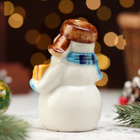 Souvenir "Snowman Gift", 10 cm, porcelain-2