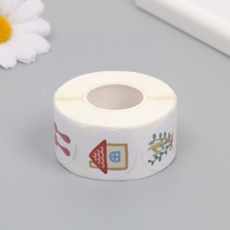 Sticker Paper "Cat in the country" d = 2.5 cm 500 pcs in a roll 3x5.5x5.5 cm-2