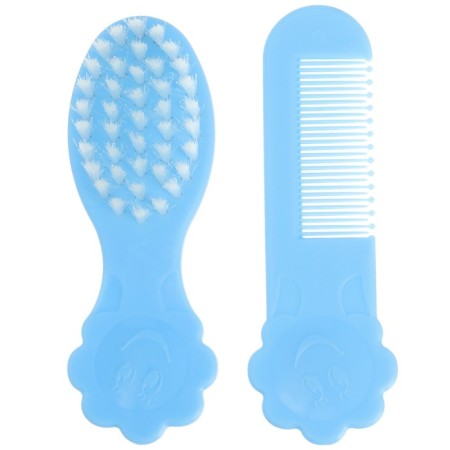 Hair care kit: comb and brush "Flower", Blue Color-2