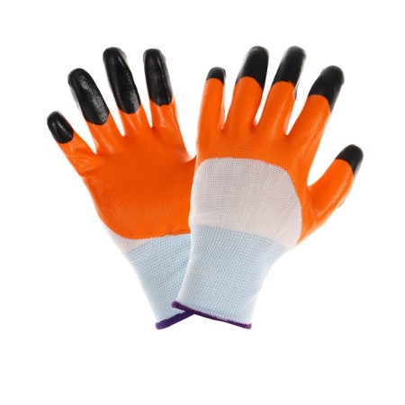 Nylon gloves, with triple nitrilum pounded, size 9, color mix, Greengo-1