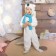 Carnival costume for kids “White Bear” with blue scarf, velor, cotton, height 74-92 cm