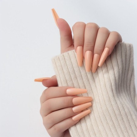 Patch nails, 100 pcs, shape of the ballerina, in the container, peach color-8