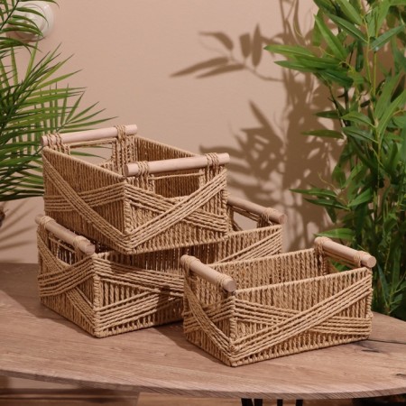 Set of wicker baskets, 3 pcs, 36x31x25 cm-1