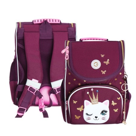 School standard, 33 x 25 x 13 cm, Grizzly, + bag for shoes, plush, burgundy