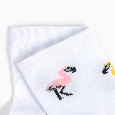 Women's socks, white color/flamingos, size 38-40-2