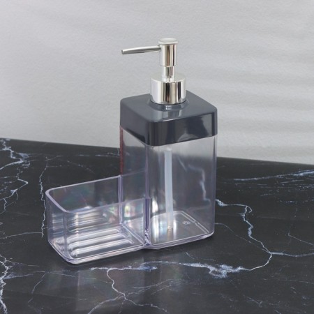 A soap dispenser with a stand, 15.5 × 7.3 × 19 cm, the color is transparent/gray-2