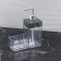 A soap dispenser with a stand, 15.5 × 7.3 × 19 cm, the color is transparent/gray