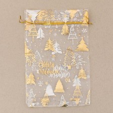 Bag Gift Organza “With New Happiness!”, 16 x 24 cm +/- 1.5 cm, New Year