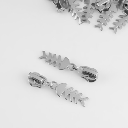 Automatic castle for lightning "Spiral", No. 5, decorative, 10 pcs, Nickel color-1