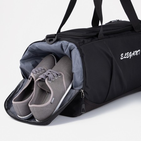 Road bag with a zipper, shoes, external pocket, long belt, black color-2