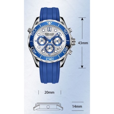 Men's watches, with a calendar, backlight, chronograph, D-4.3 cm, blue-2