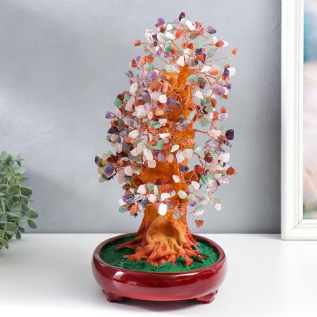 Bonsai souvenir "Cash tree with multi -colored pebbles" 450 stones 32x17x27 cm-3