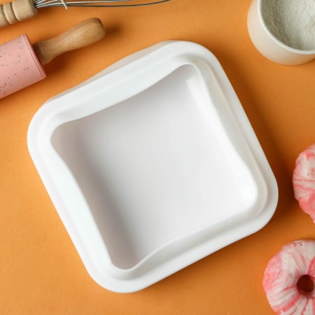 Form for mousse desserts and baking konfinetta "quadro", silicone, 18.5 × 5 cm, white color-3