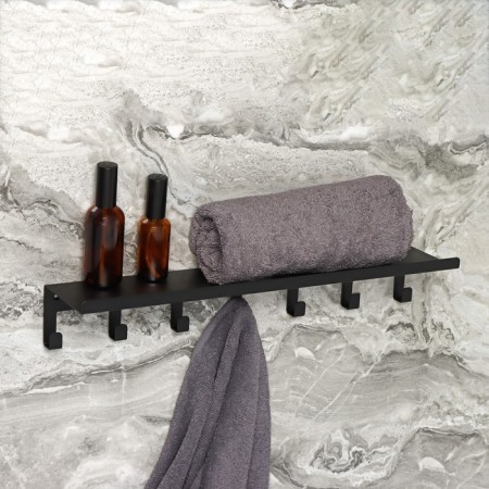 Shelf with hooks "Loft Art", 50 × 11 × 7.5 cm, black color