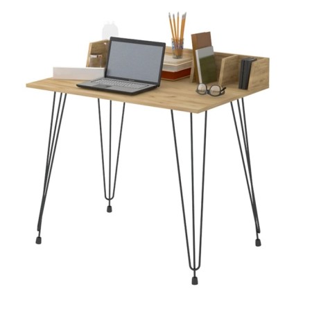 Written table Liverpool 90x50x75 cm, oak craf gold, black-5