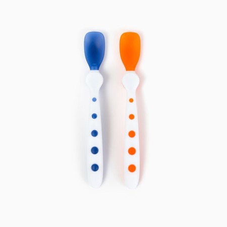A set of heat -sensitive spoons for feeding, 16.5 cm., 2 pcs., Blue/orange color-3