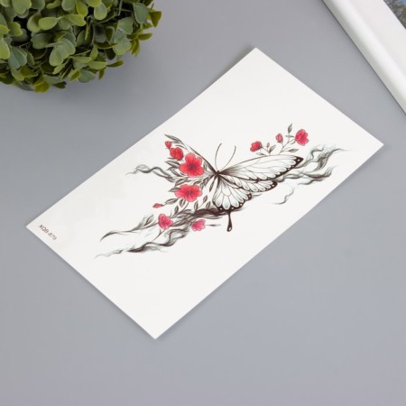 Tattoo on the body color "Butterfly with sakura" 11.4x21 cm-1