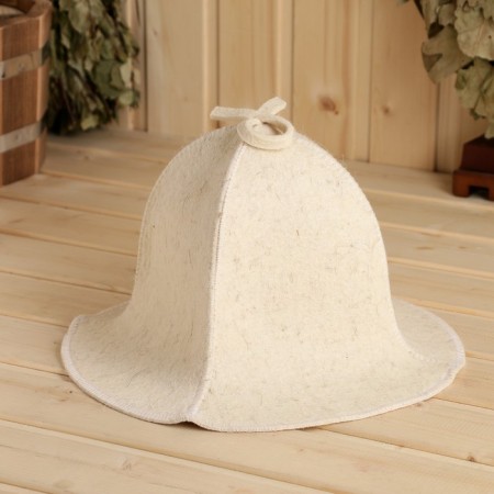 Bath Hat "Panama" White, Russian felt, 100% "our" wool, mix